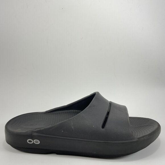 Oofos Ooahh Slide Sandals Womens Size 7 Black Comfort Recovery Mens 5 - Picture 1 of 9